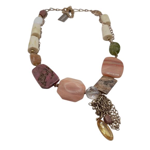 Chico’s NWT Chunky Beaded Gemstone Statement Necklace – 27” Boho Style - Picture 4 of 10